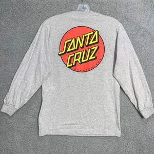 Santa Cruz Skateboards T Shirt Men's Size S Gray Long Sleeve Classic Dot Logo